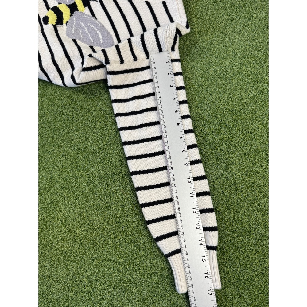 LOFT Bee Stripe Sweater‎ Medium Black White Cotton Crewneck Long Sleeve - Picture 9 of 9